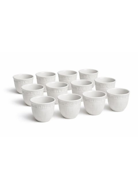 Feelings Premium Ceramic Arabic Cawa Cup Set – 12 Pieces, 85ml Each | Elegant Traditional Coffee Cups with Smooth Finish in Window Color Gift Box (SD-61359-P)